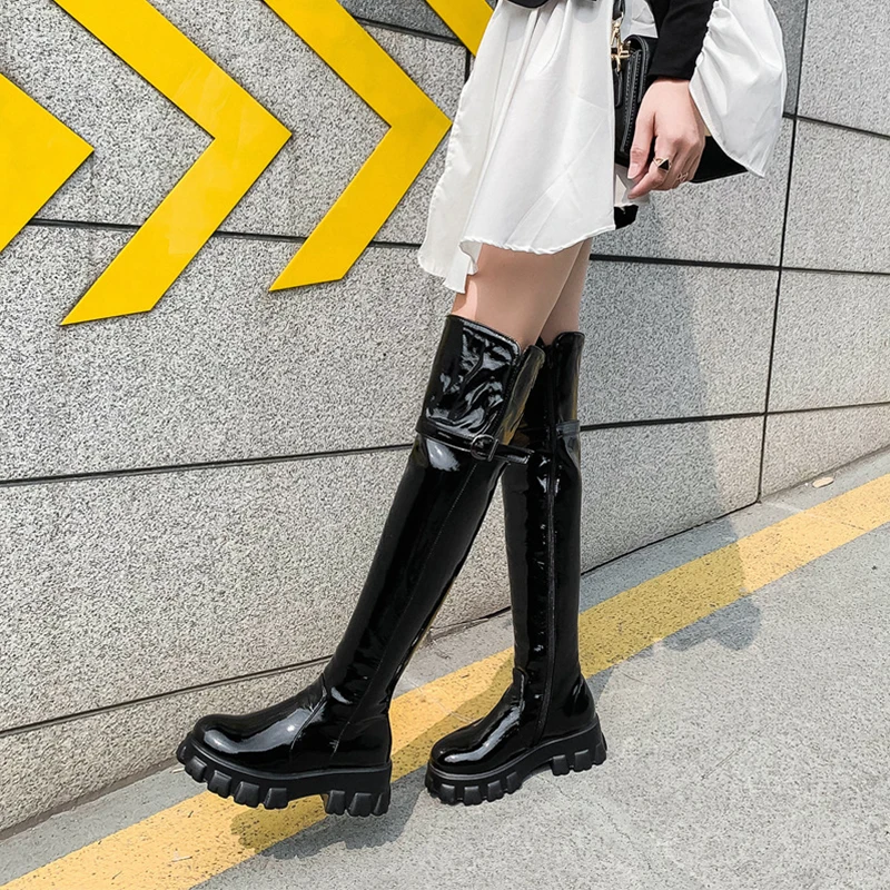 2021 Fall Winter New Black Long Boots High Heels Women Fashion Over Knee High Boots Female