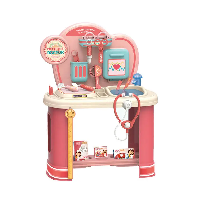 2024 Wholesale Kids Educational Toys 24 Inch Medical Table Medical Accessories Medical Kit Set Multi Person Interactive Toy