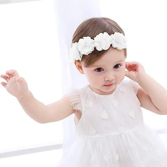 European American Baby Hair Accessories Floral Headbands Birthday Party Solid Color Fashion Sweet Baby Flower Headband Hairband