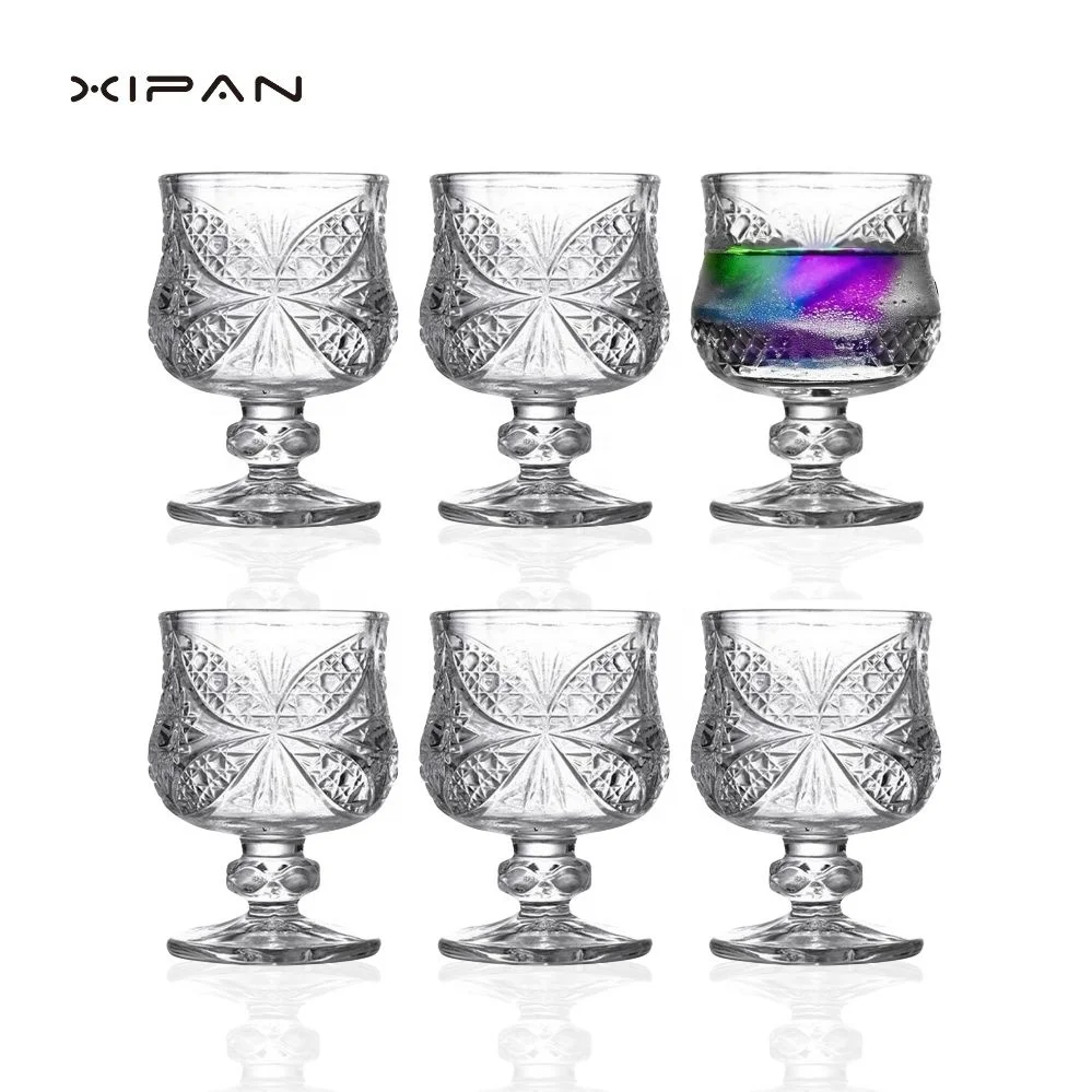 Glassware Vintage Mini Palace Diamond Pattern Retro Cup Red Wine Glass Tasting Cup