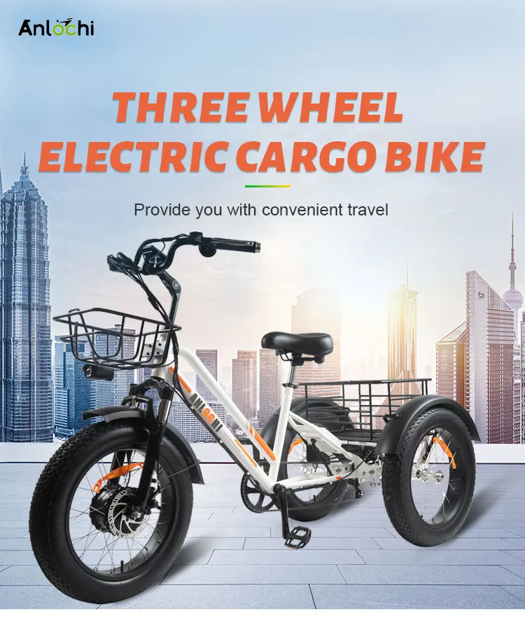 ANLOCHI cheap PAS E tricycle fat tire three wheel trike electric bike e-trikes 750 watt for adults