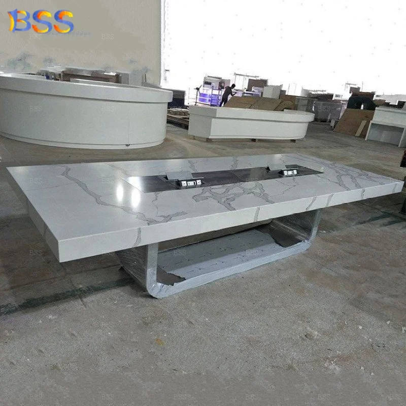 Italy Style Elegant High Quality Rectangular Shape 14ft Long 12 Chairs Large Office Marble Boardroom Desk