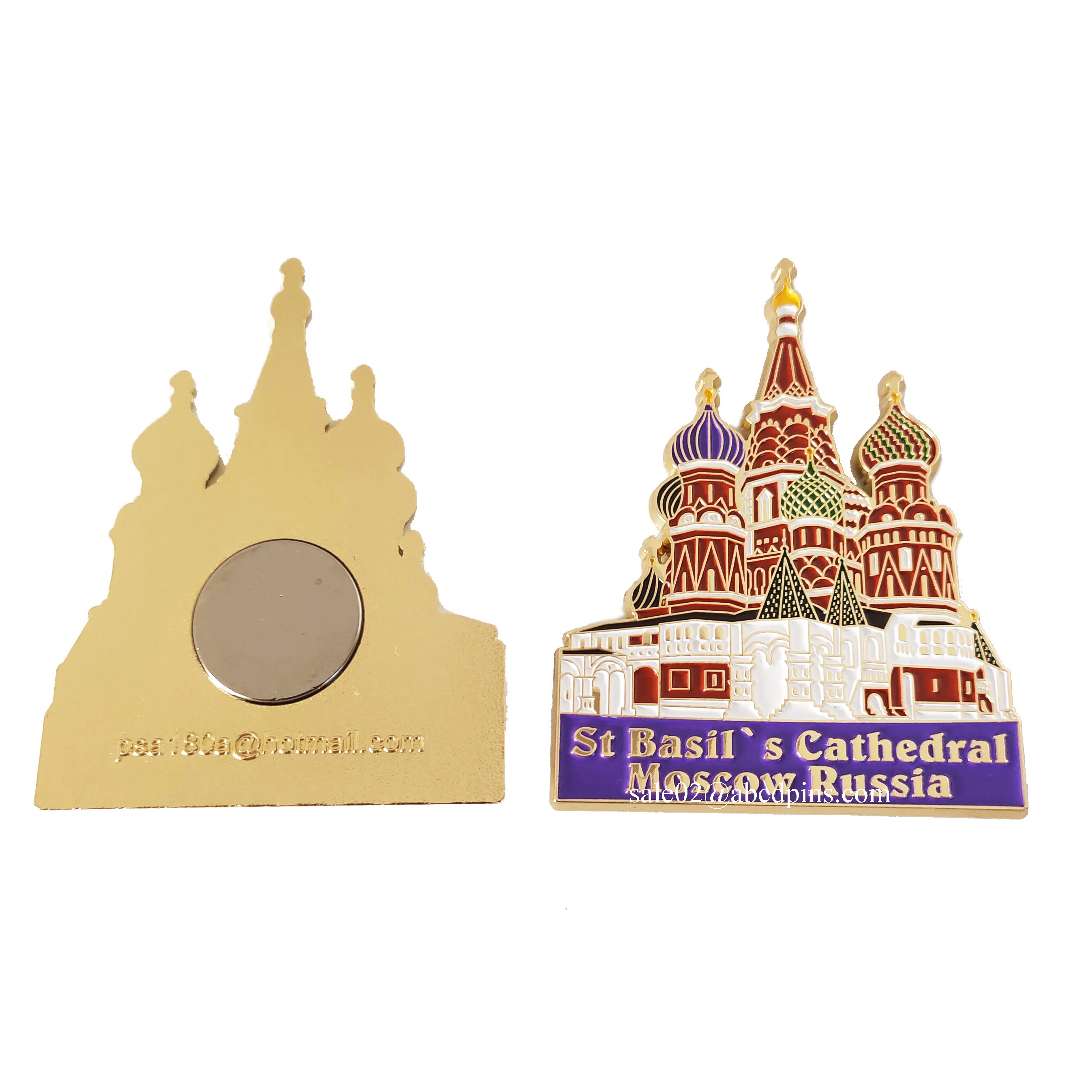 
 Высококачественный Блестящий Золотой металлический магнит на холодильник в форме российского собора Св. Базилика, Москвы  