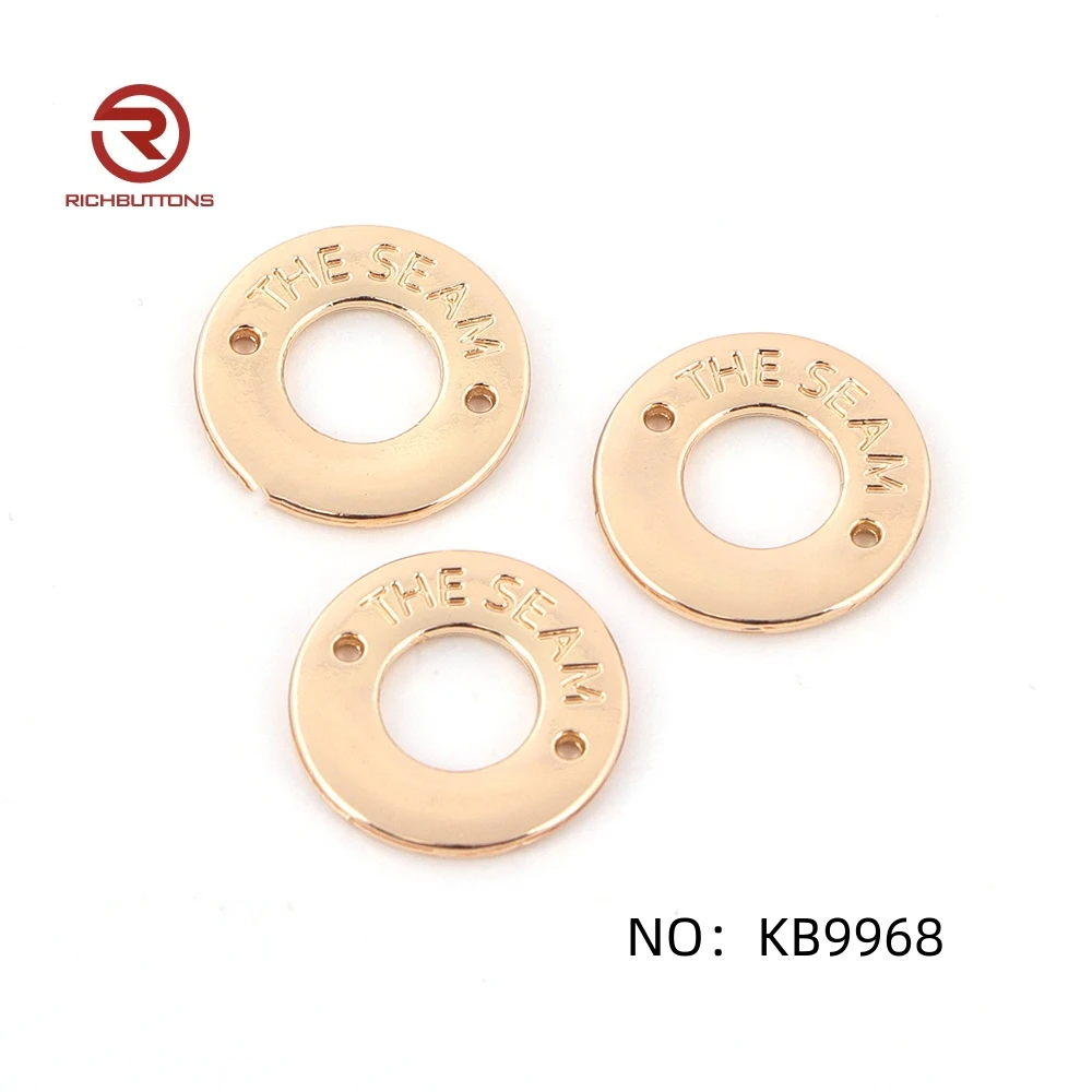 Factory Vintage Decoration Clothing Collar Round Labels Logo Custom Metal Tags with Chain