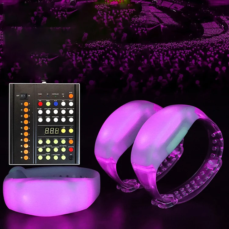Manufacture DMX remote control led glow bracelets plastic wristband 3 lights with control for event concert