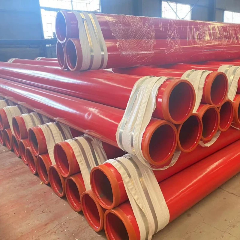 ASTM A53 A795 ERW red painted 5.8m 6m fire fighting steel pipe with threaded and grooved ends