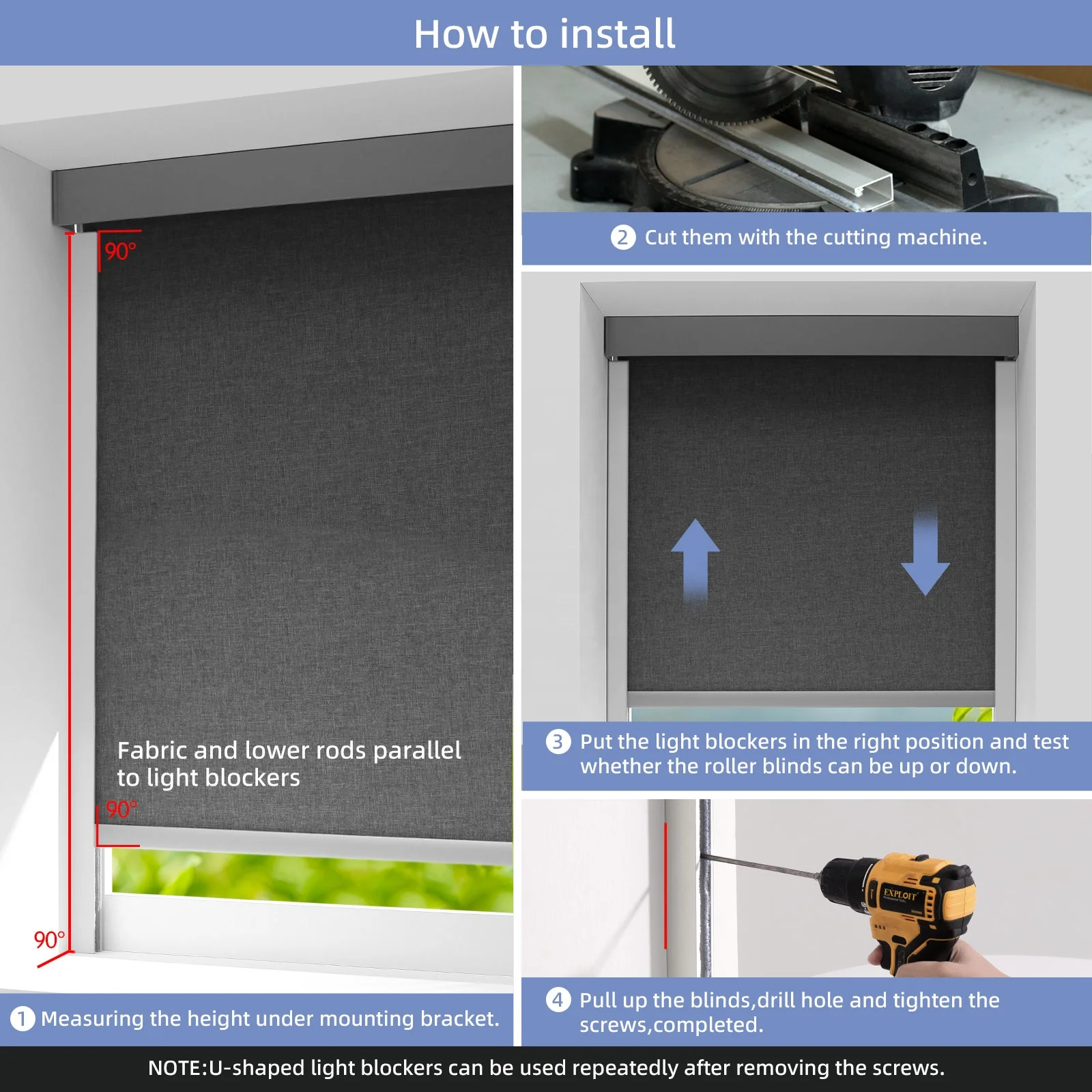 U shaped light blocker blackout blids with tracks side track for blind blackout tracks side blocker for blinds for window