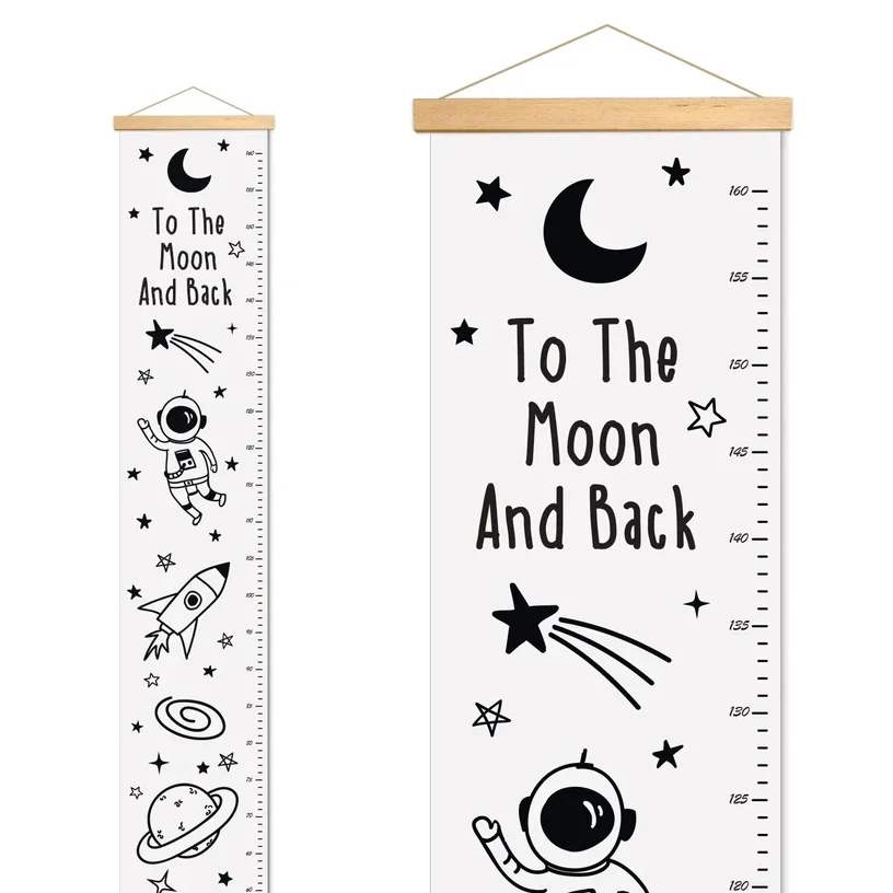 Personalized Space outerspace Growth Chart boy growth height chart rocket stars wall canvas ruler