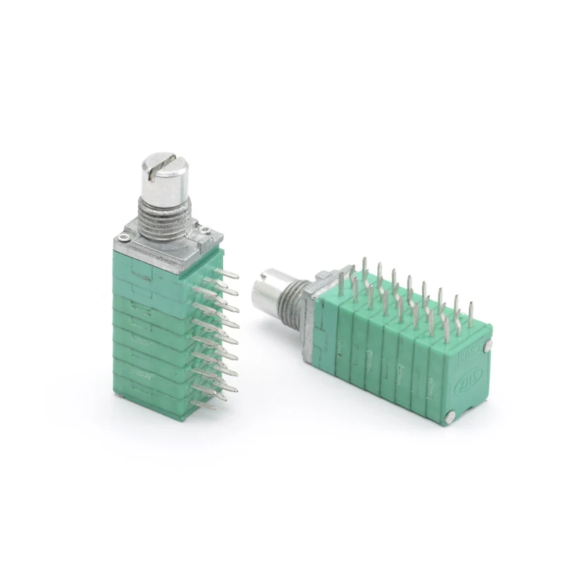 9mm custom metal shaft with busing(with thread)vertical (H=6.5mm) dual *4  precision  rotary potentiometer