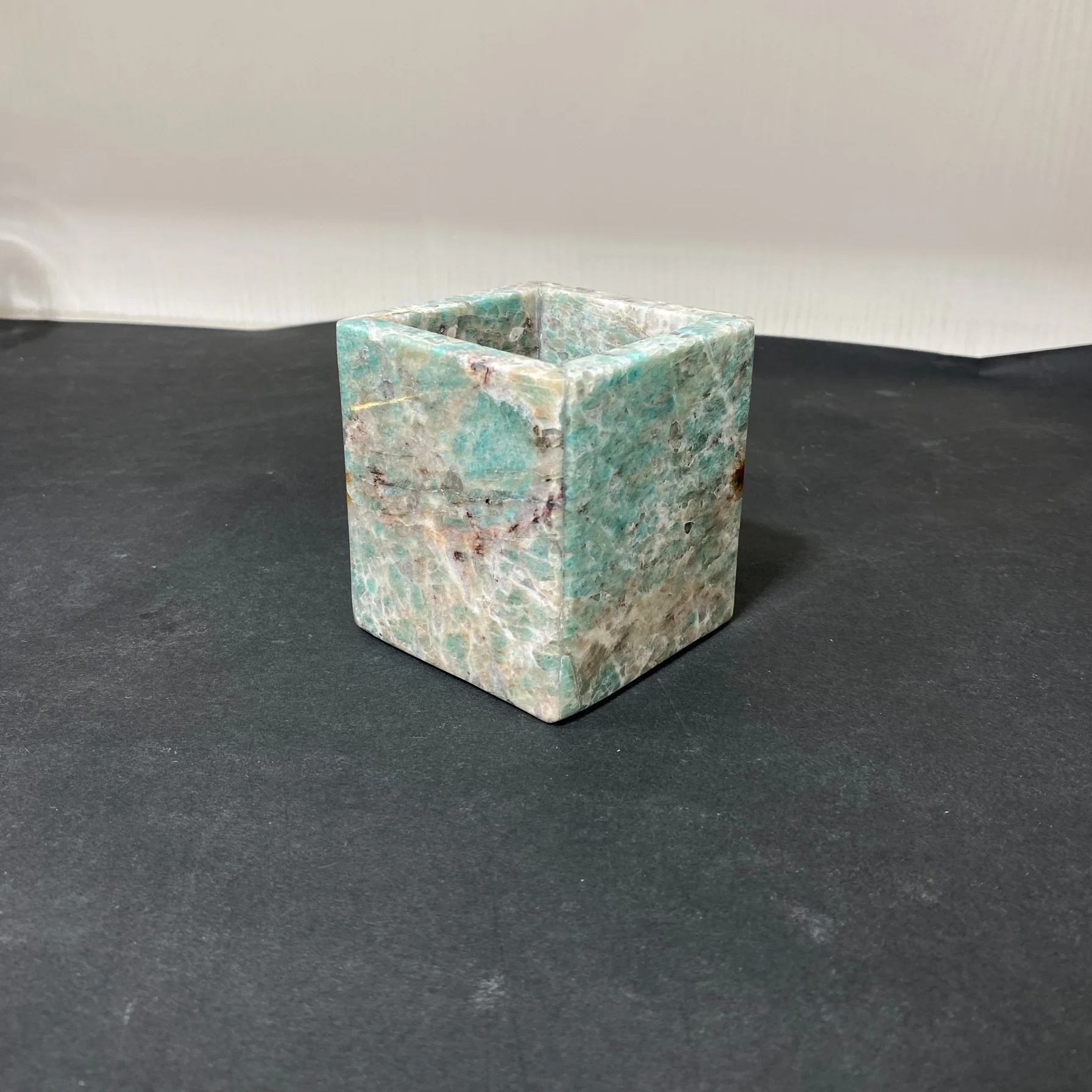 stonekocc 7*7*8cm Natural Marble Travertine Jewellery Storage Ornament Aroma Candle Holder Jewellery Arrangement for Entryway