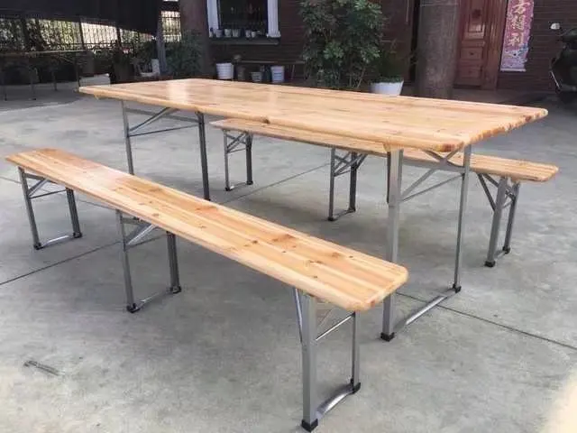 folding wooden beer table with bench