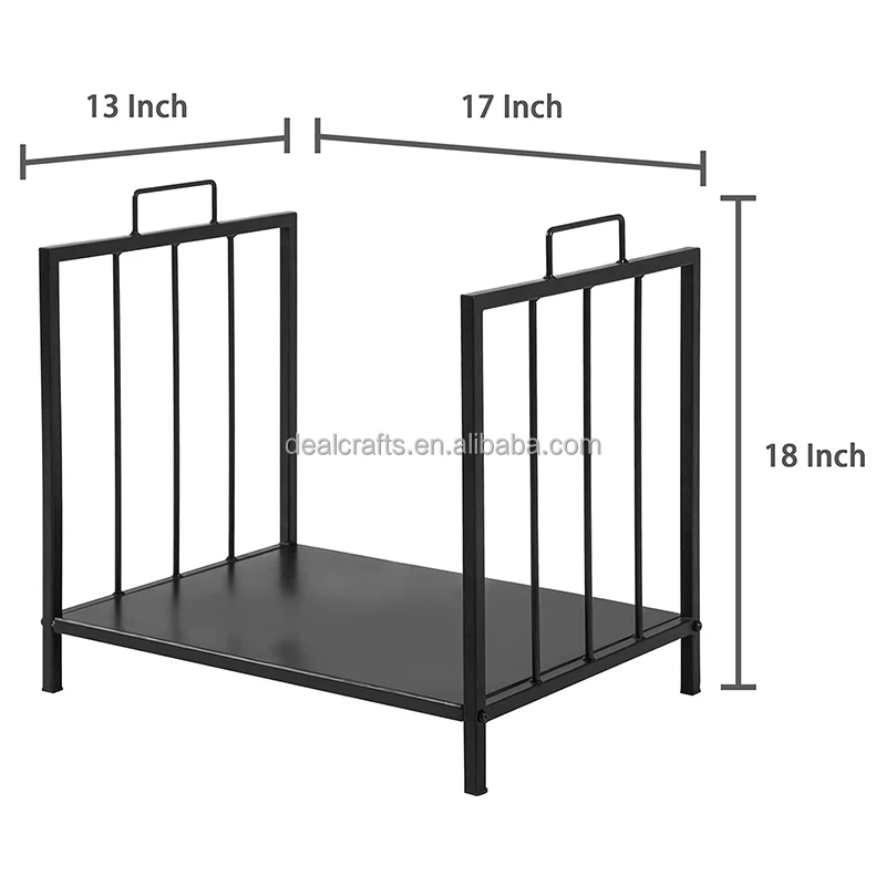 Firewood Rack, Firewood or Kindling Holder, Metal Fireplace Organizer, Black
