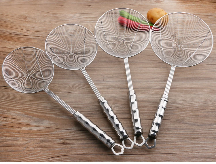 Food grade filter fried food oil noodle strainer fine mesh strainer colander stainless steel pasta strainer