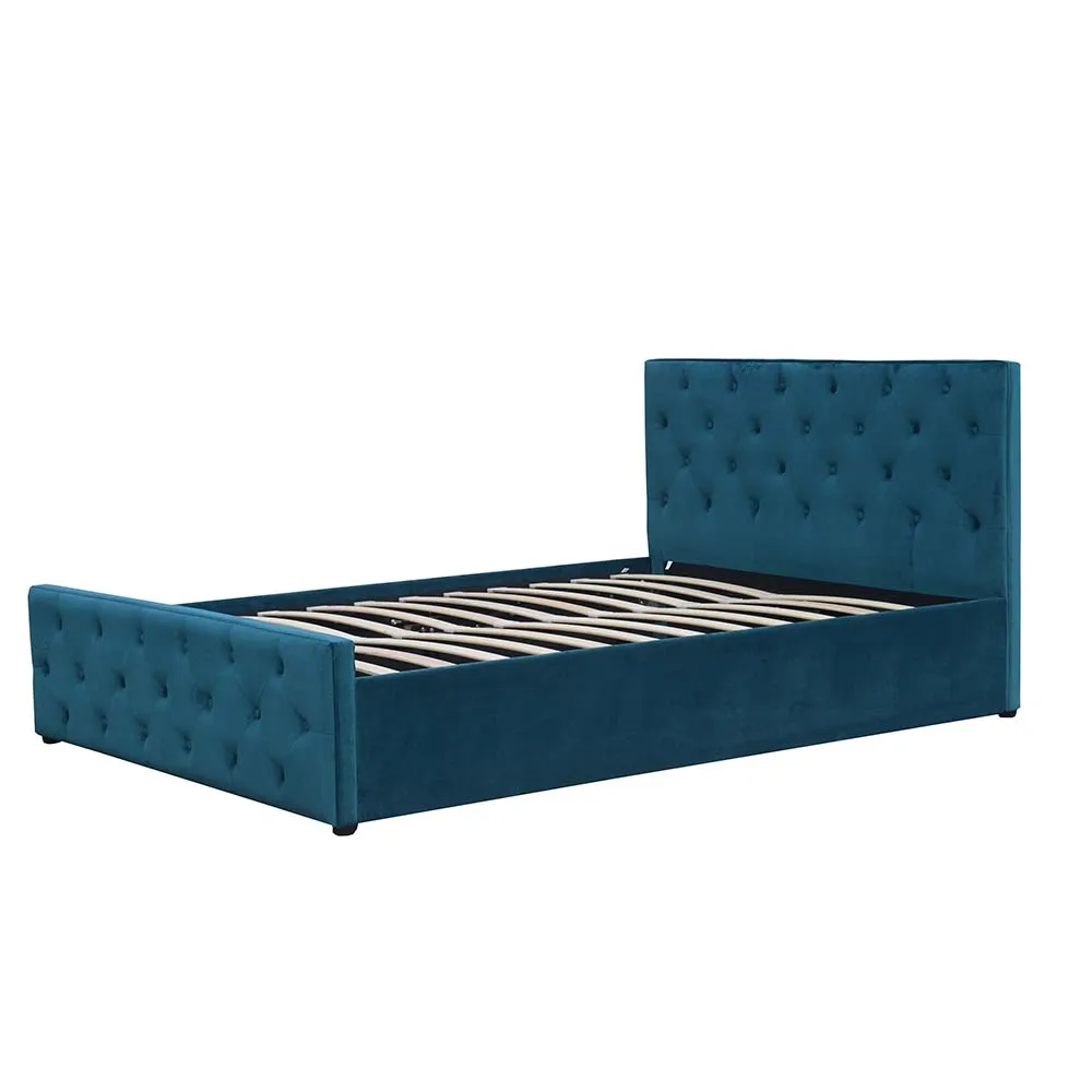 Hot Selling Cheap Price Headboard and footboard Buttons Tufted Velvet Fabric Storage King Bed