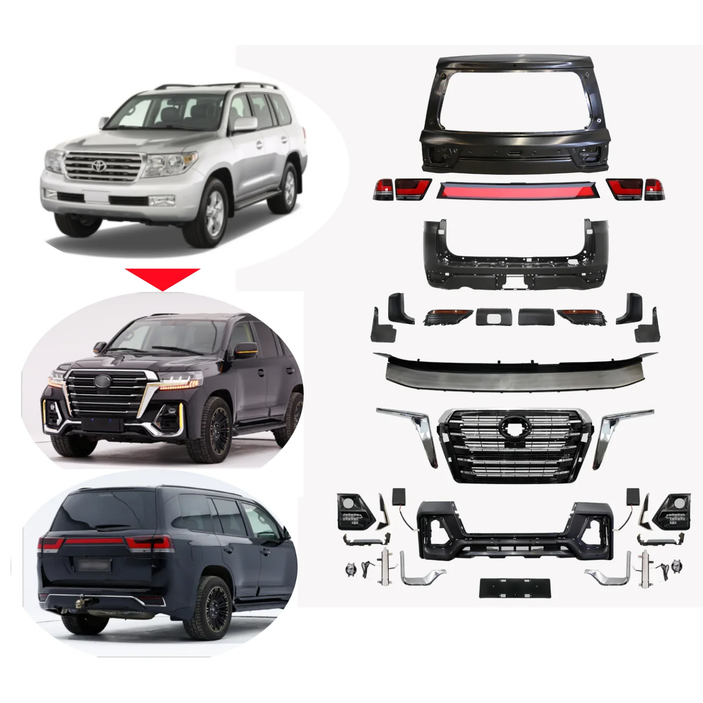 New Product FJ200 LC200 upgrade to VOLCANO style LC300 REAR Style bodykit For Land Cruiser LC200 FJ200 2008-2020