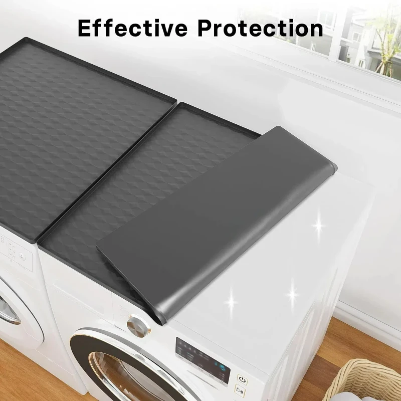 Silicone kitchen Washer and Dryer Top Protector, Laundry Room Non-slip Washable Mat for Top of Washing Machine Cover