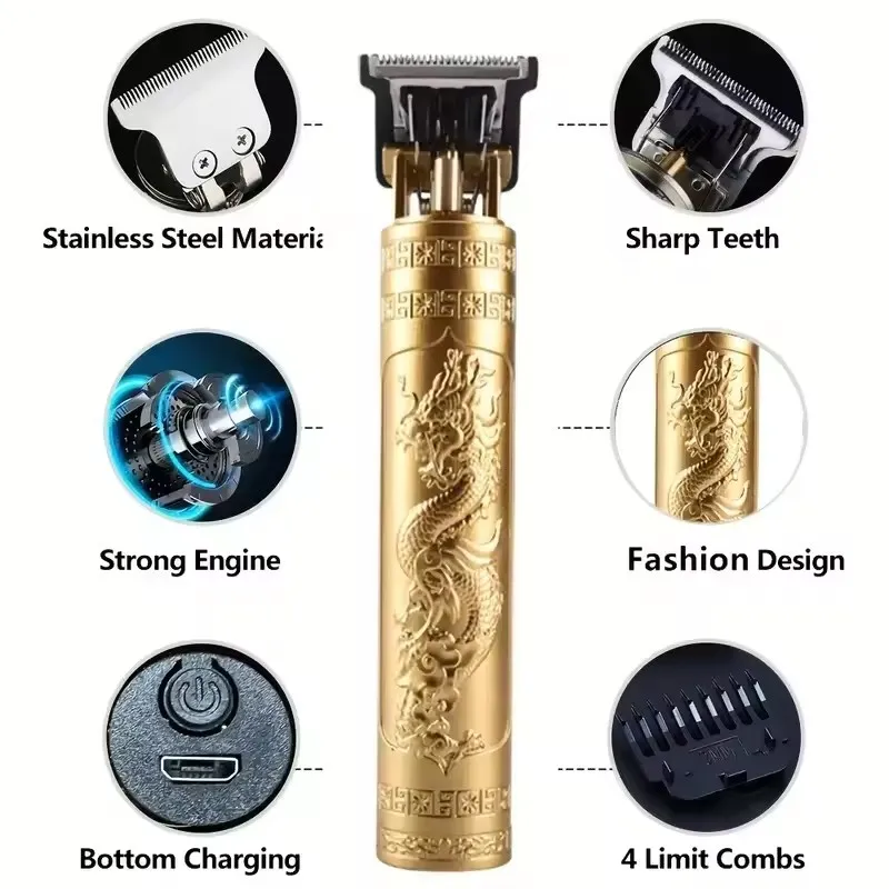 Portable Wireless Hair Cutting Machine Cordless Rechargeable Edgers Clippers Electric Beard Trimmer Zero Gapped T-Blade Trimmer