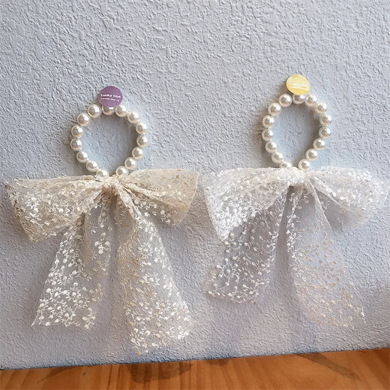 Elastic princess white flower lace girls hairband women hair accessory lace headband