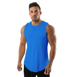 Custom Cotton Workout Tank Top For Men Fit Summer Muscle Singlet Sleeveless Travel Vest Plus Size Gym Cut Off Mens Tank Top