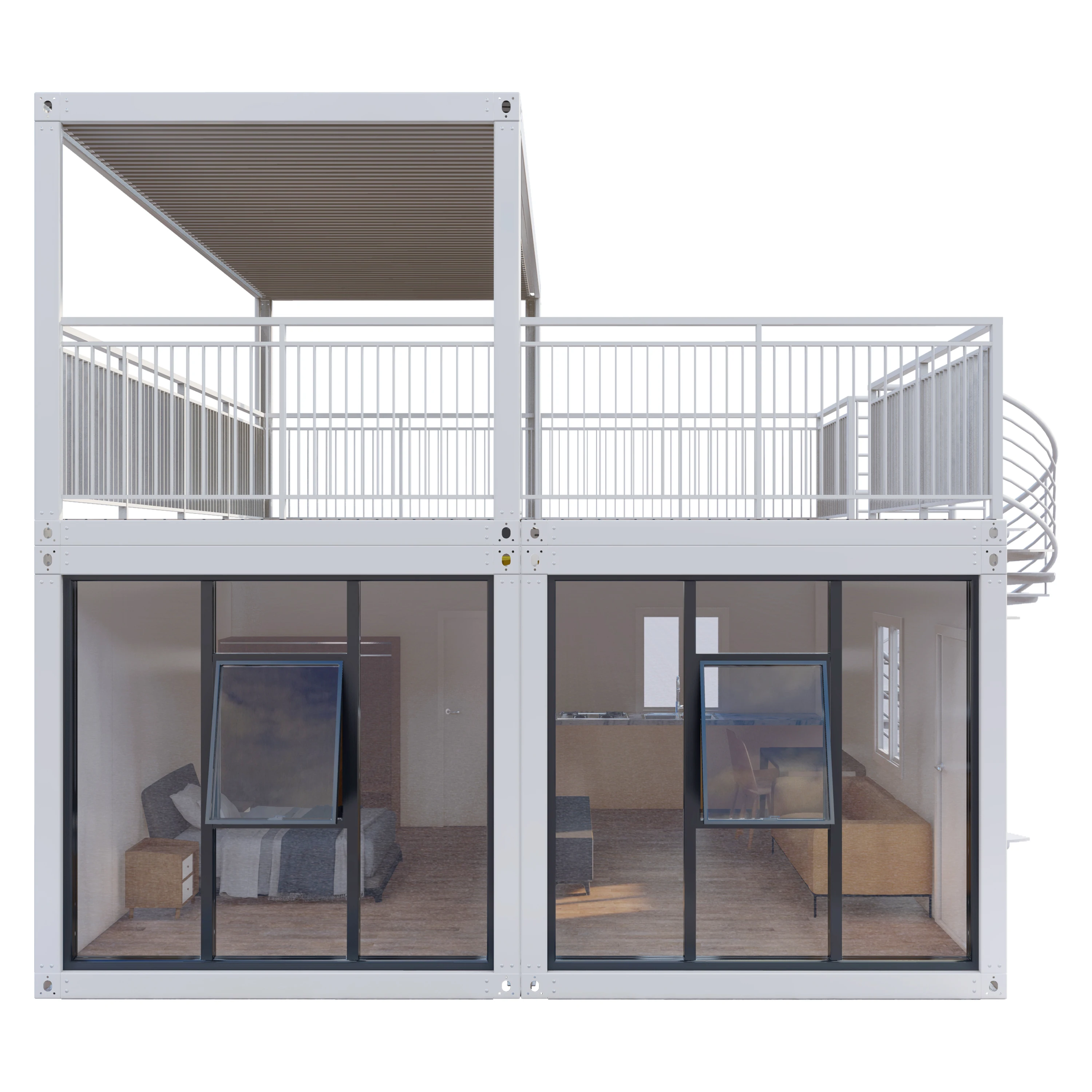 High Quality 20/40ft 2/3 bedroom Prefab Modular Container House With Spiral Stair For Outdoor