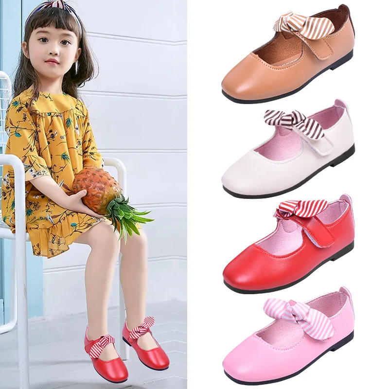 
2020 spring baby girls little leather footwear children school nude princess kids single flat ballet shoes 