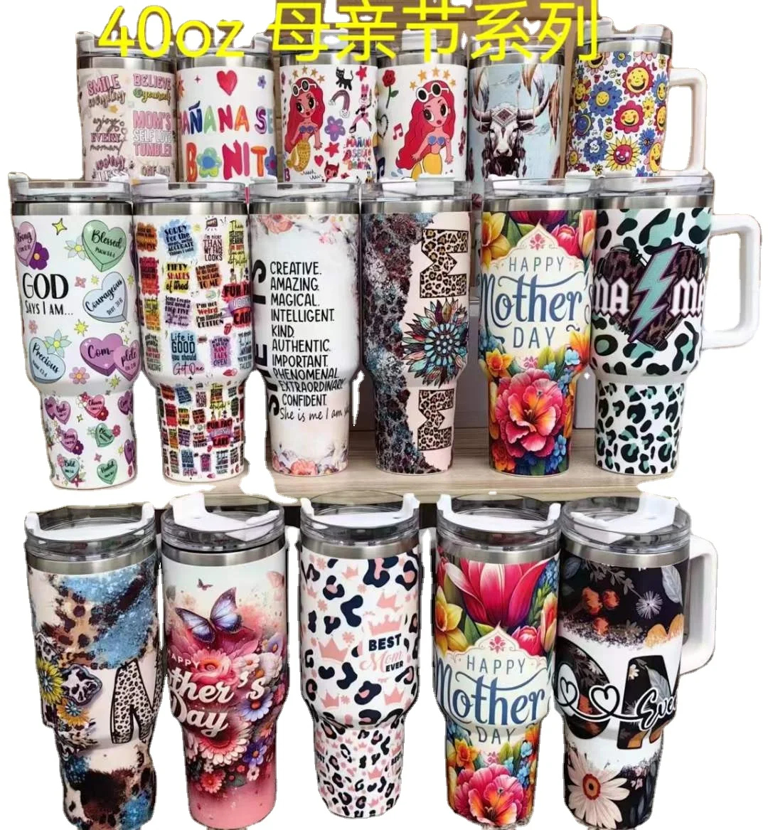 Cowgirls Western 40oz Tumbler Cowboy Mama Bleached 40oz Tumbler With Handle Wild Cowhide Country Travel Mug