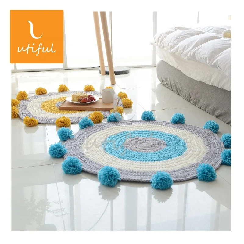 
New Developed Acrylic Round Handmade Knitted Cushion Cover For Sitting 