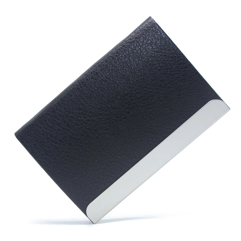 
PU Leather Stainless Steel Card Wallet Case Box Cardholder Magnet Metal Purse Men Women Business Name ID Bank Credit Card Case 