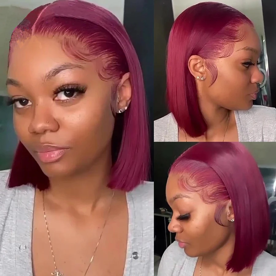 Peruvian Burgundy 99j Colored Short Bob Wigs Human Hair Lace Front Full Lace Human Hair Wig For Black Women Hd Lace Frontal Wig
