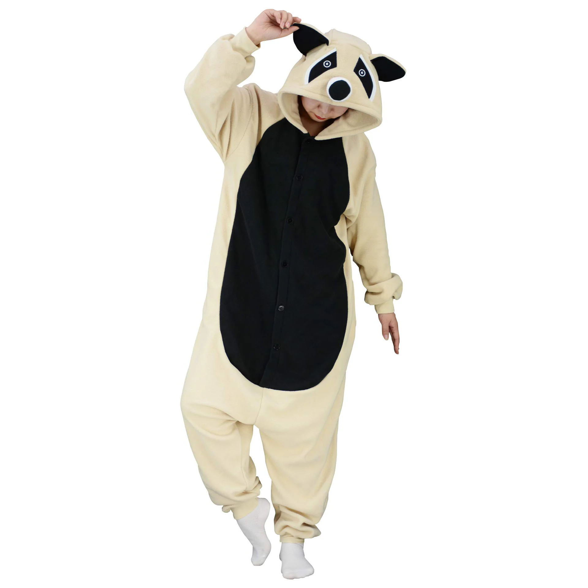 2021 Wholesale Adult Raccoon Onesie Pajamas Animal Homewear Sleepwear Jumpsuit Costume for Women Men