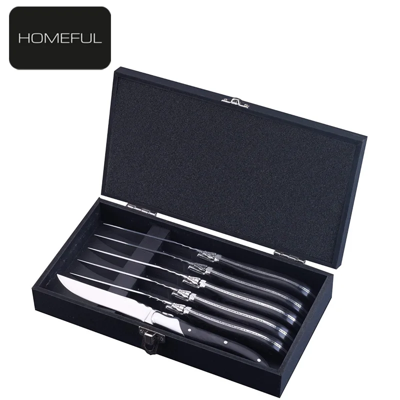 Classic laguiole knife stainless steel steak knife with pakka wood in MDF gift box