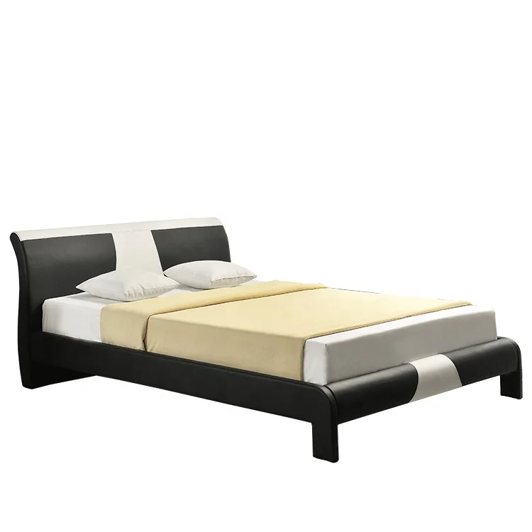 Willsoon Modern Contemporary Faux Leather Bed with LED Light Soft Wooden Frame for Home Furniture Bedroom Panel Style Design