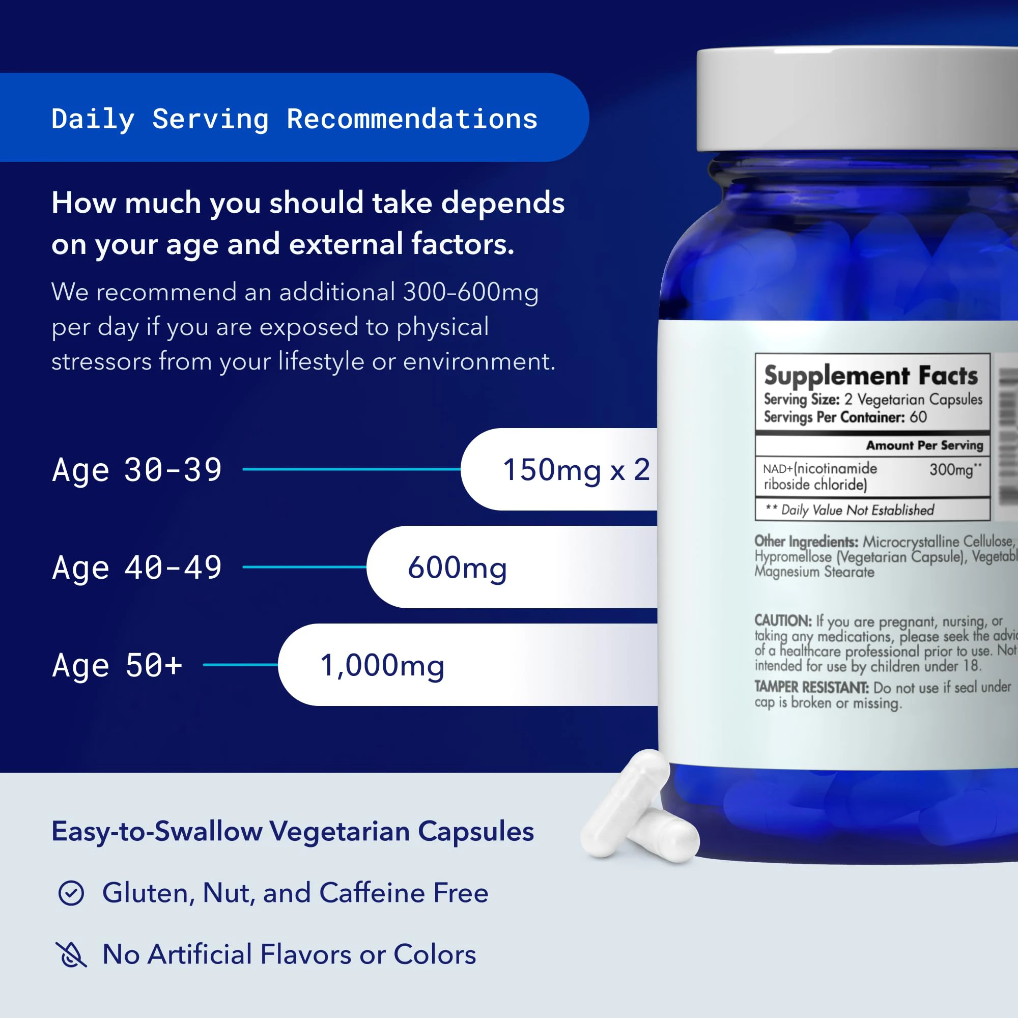 OEM NAD Supplement Anti Aging and Cell Regeneration Servings Supports Cellular Energy Brain Muscle Nicotinamide Riboside