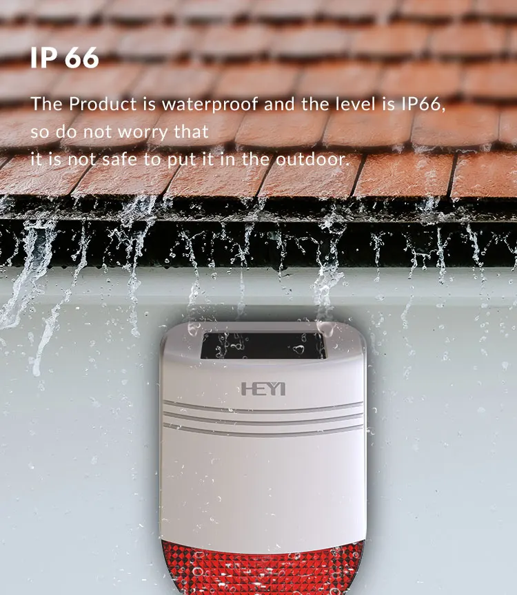 120db Sound Security Siren Light IP66 Waterproof Solar Strobe Alarm outdoor siren with Motion Sensor