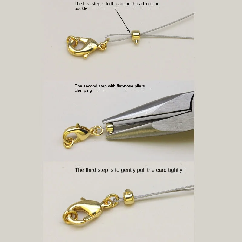 Sterling silver s925 Sterling silver 14k gold finishing clip buckle diy pearl material steel wire positioning buckle buckle