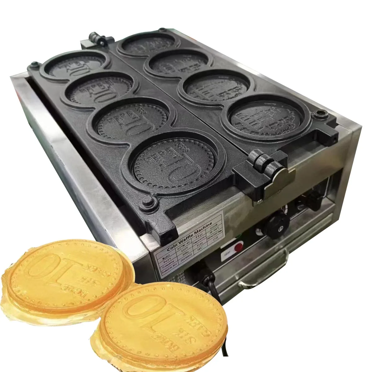 Commerical New coming Gas round shape 3pcs 4pcs coin waffle maker machine 110V 220V Snack machines Electric crispy cheese cookie