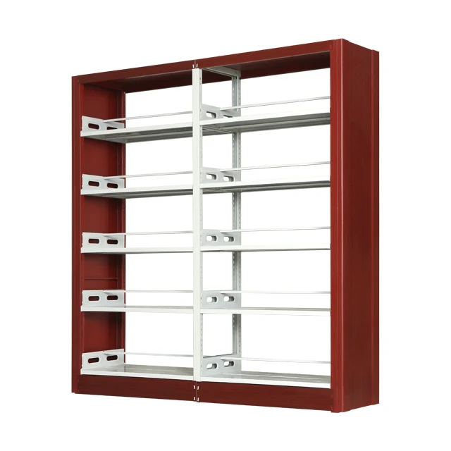 Librero Metal BookShelf Steel Shelving School Library Book Case Metal Materials Red Color Bookshelf Factory