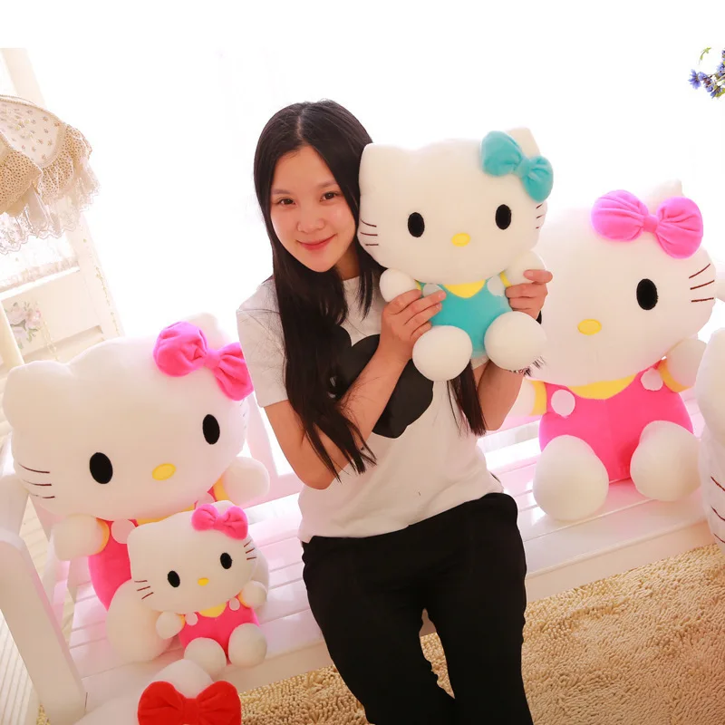 The New Bow Cat Plush Dolls Cute Kawaii Kt Cat Plush Toys Stuffed Animal Hello Kitty Dolls Pillow Christmas Gifts