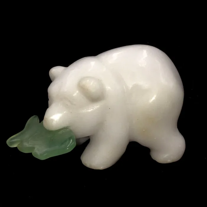 Natural Reiki Crystal Carved Animals Craft White Jade Quartz Crystal Carving Bear