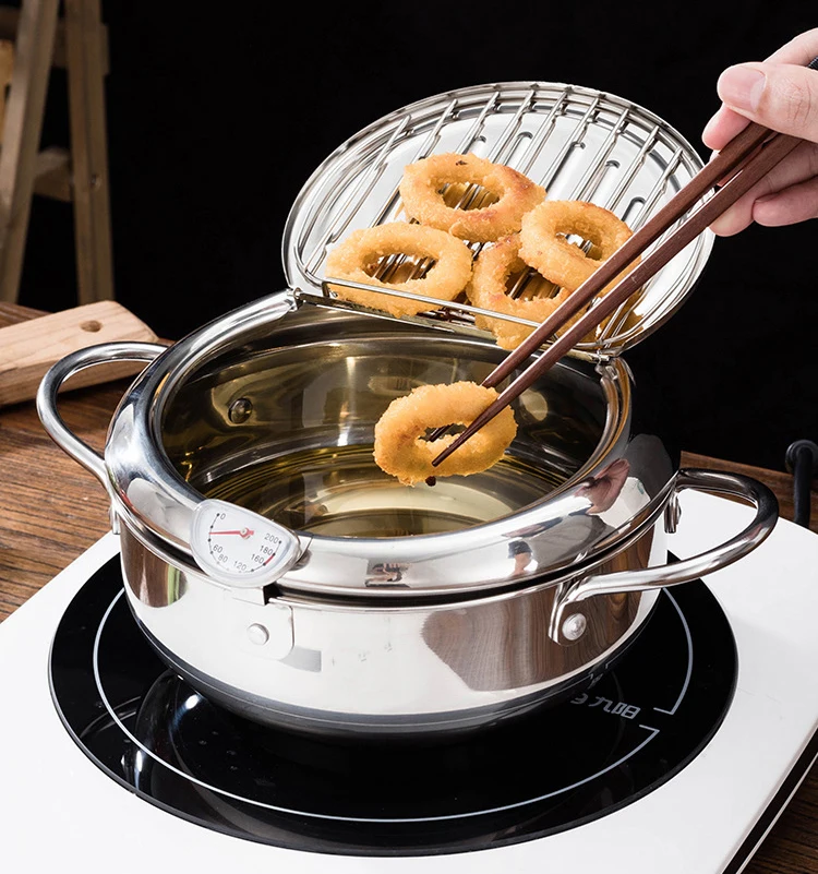 Syh631 deep frying pot with thermostst and basket around pan stainless steel multifunctional cookware deep fryer pot