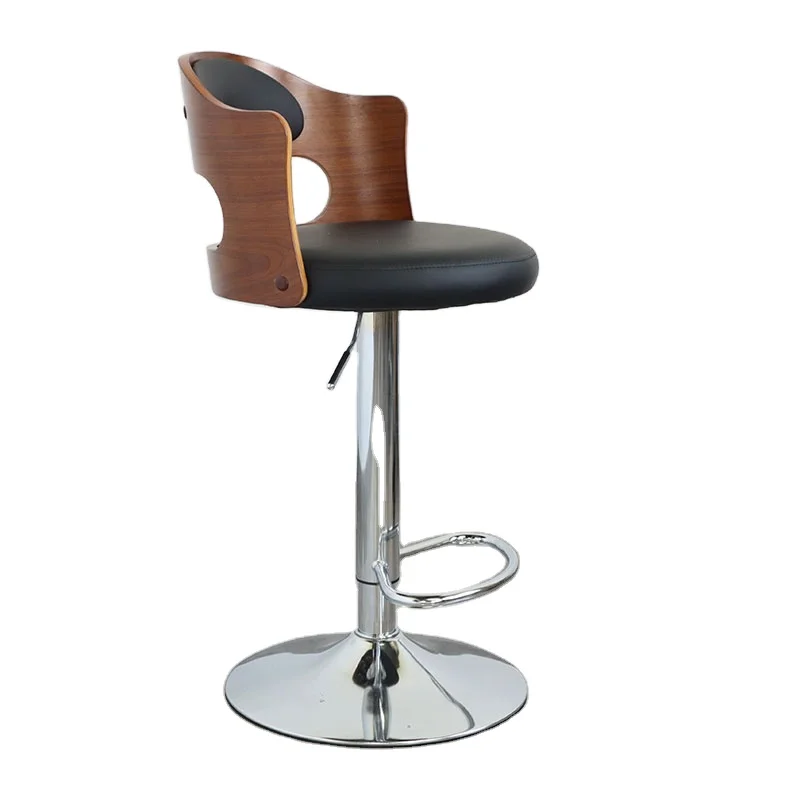 Lift Adjustable Padded Swivel Seat Leather Counter Height Bar Chair Stool with Backrest