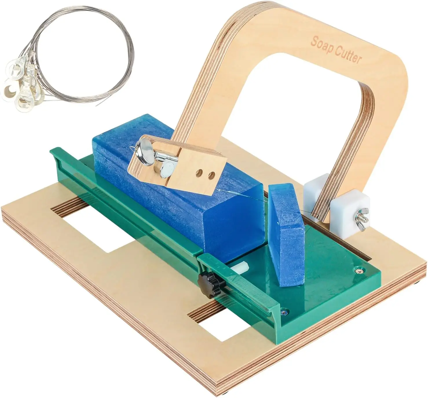 Upgrade Wooden Soap Cutter with Adjustable Cutting Wire Soap Slicer Tool for DIY Soap Cheese Butter Cake Bread Butter