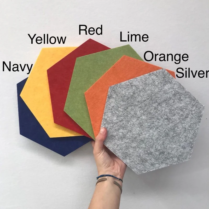 Шестиугольная цветная акустическая стеновая панель из полиэстера для звукоизоляции