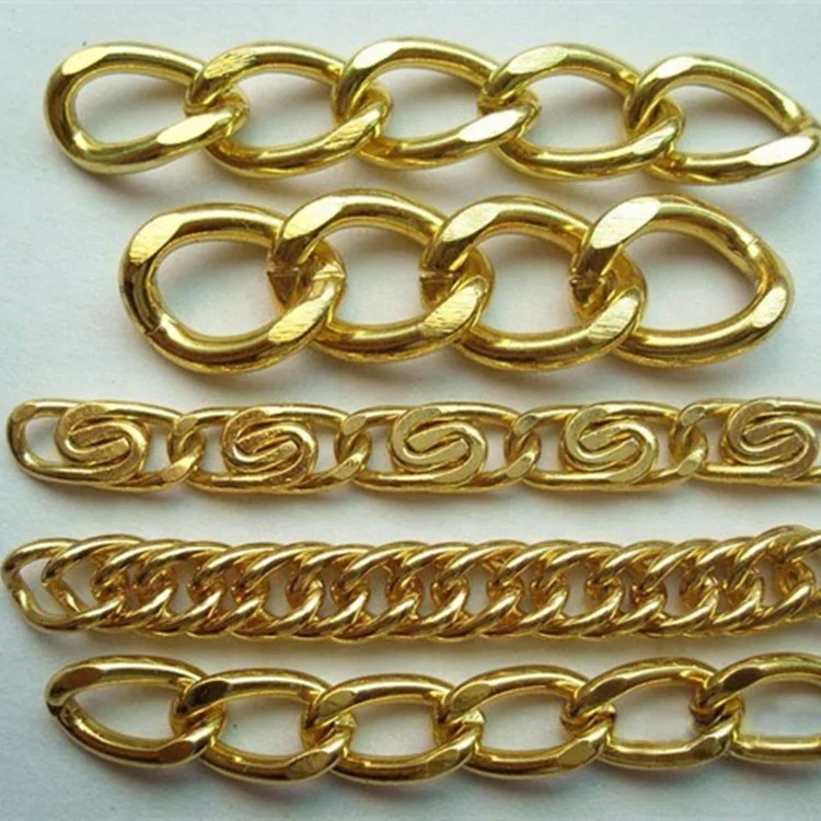 Wholesale gold plated metal chain bag handle making purse long chain metal phone chains