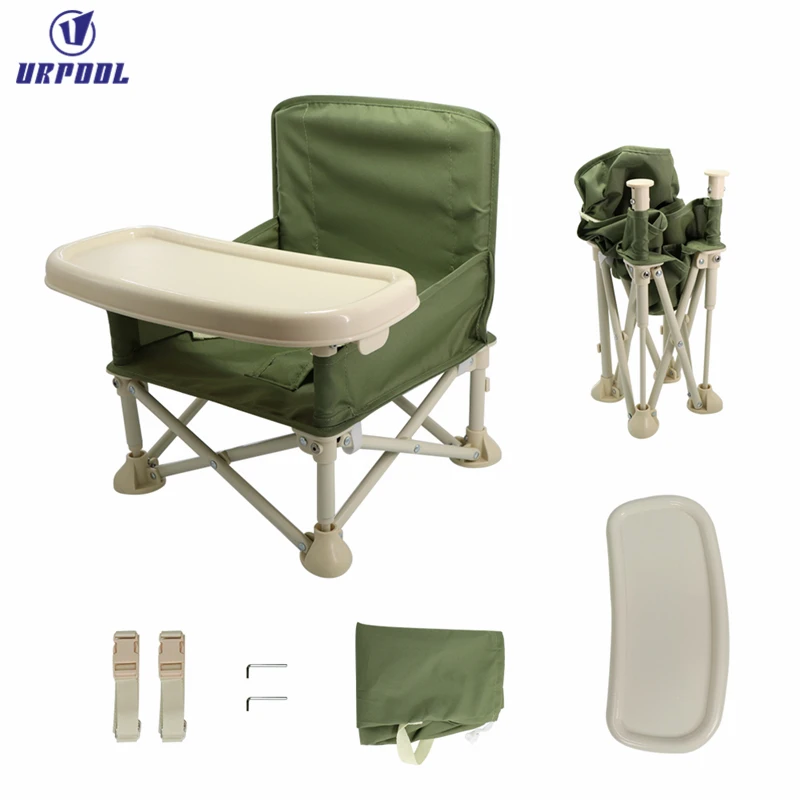 Travel Booster Seat with Tray for Baby, Dining Table, Toddler Foldable Chair, Booster Baby Chair Folding Portable Tip-Free Desig