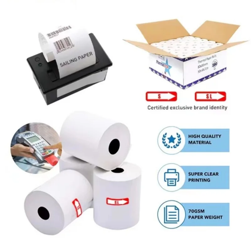 Factory OEM Free Samples 80X80 80X83 57X40 ATM POS Bpafree Thermal Paper Receipt Check Cash  Till Rolls