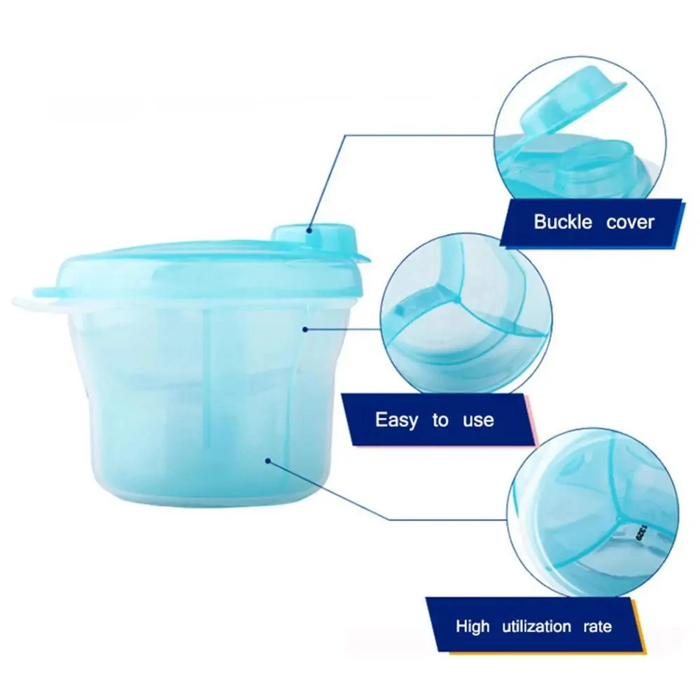 Silicone 3-Compartment Portable Storage Dispenser Dry Airtight 3-Layer Food Box Baby Formula Milk Powder Plastic Dispensing