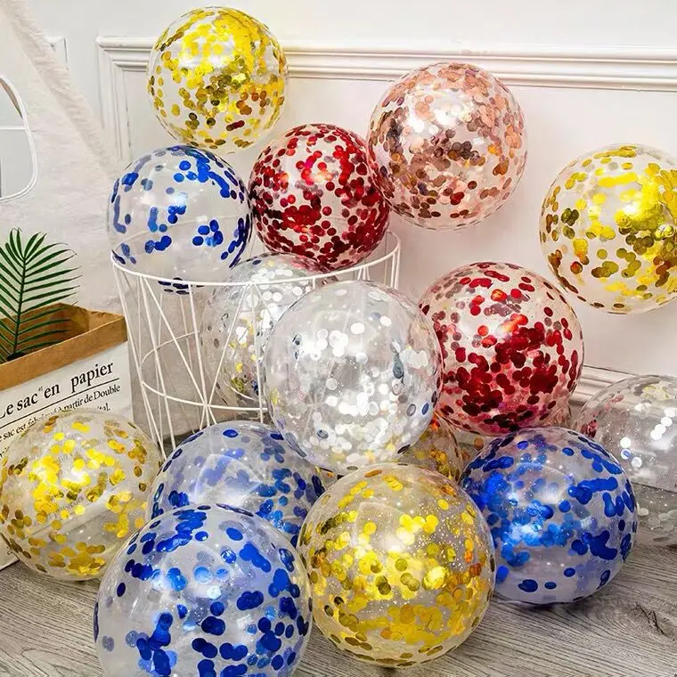 12 inch latex balloon Wedding decoration birthday party decoration paper sequin balloon stuff golden bubble confetti balloon