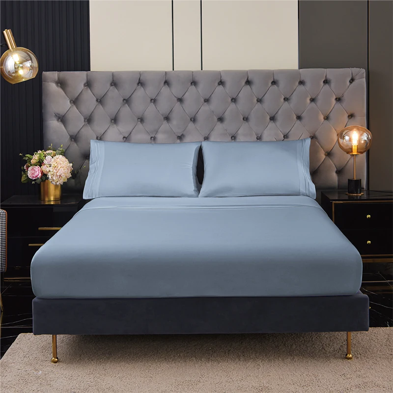 Breathable Hypoallergenic Wrinkle Resistant Wholesale Microfiber Fabric Satin Bedsheets Fitted Bed Sheets with King Size