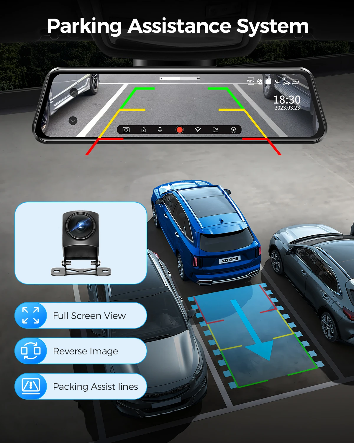 AZDOME PG17 2K Hot Selling Car DVR Camera 2K FHD Dash Cam 11.26 Inch Rearview Mirror Video Recorder With Rear View Car Black Box